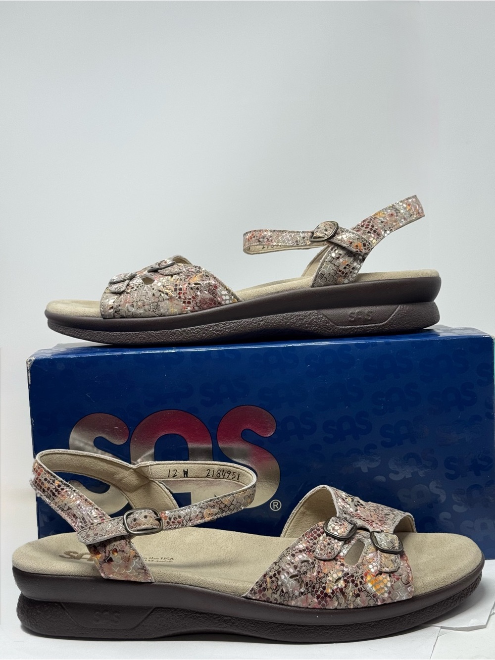 NEW SAS DUO Women’s Sandal Size 12W Taupe Neutral Adustable Buckle IN BOX $158